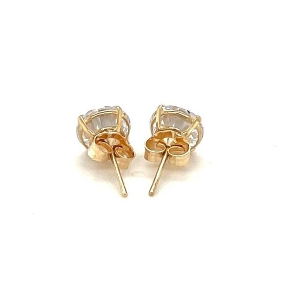 14K Gold Stud 2.50ct Round Cut White Topaz Earrings - Picture 4 of 4